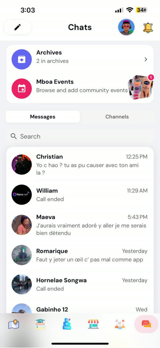 MboaMeet chats and channels