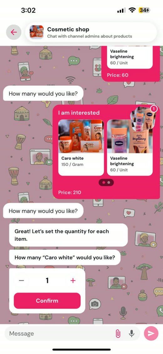 MboaMeet in-chat deal with a seller